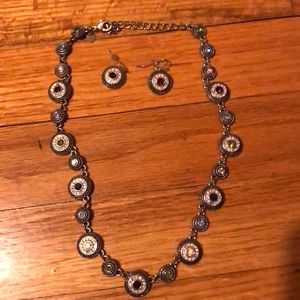 Crystal necklace with matching earrings